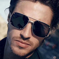 Sunbest 2025 New Fashion Men's Sunglasses High Quality Vintage Rectangle Rivet Shades UV400 Made PC Acetate Lens Printing