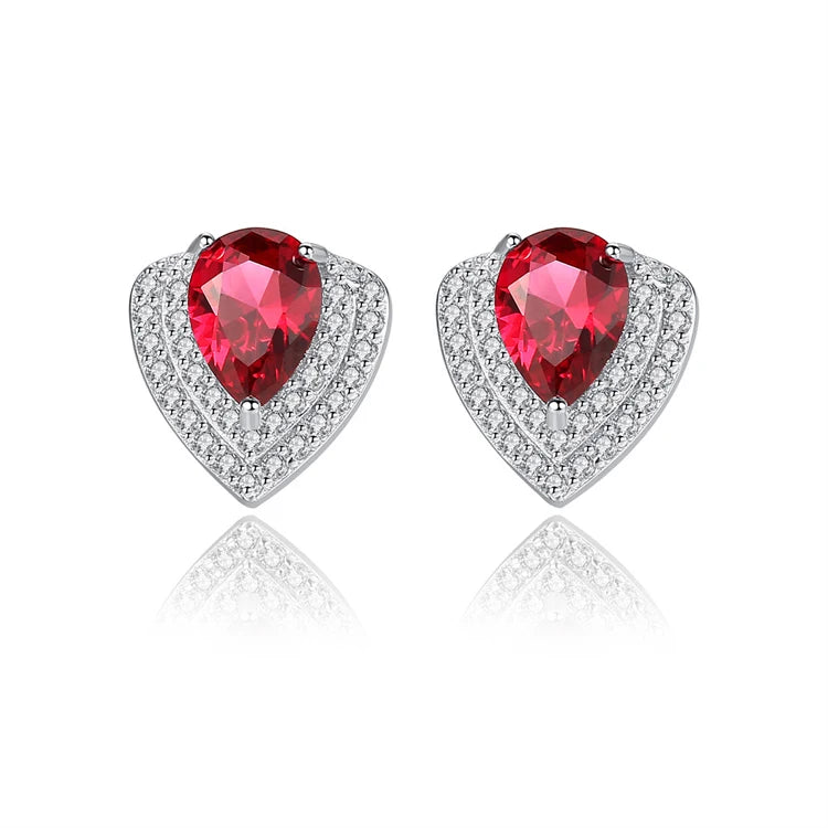 Exquisite 925 Sterling Silver Rhinestone Zircons Women Fashion Gemstone Stud Earrings