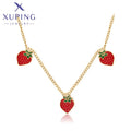 T001145642 Xuping Jewelry 14K Gold Color Plated Stainless Steel Fruit Strawberry Charm Girl Women Necklace
