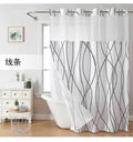 New Arrival Digital Printed Double Layer Large Ring Polyester Shower Curtains Marble Waterproof Bathroom Curtain
