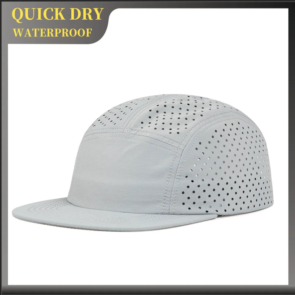 Wholesale Quick Dry Breathable Custom Logo Mesh Caps Cycling Camping Running Blank Plain 5 Panel Unstructured Camp Cap Hat