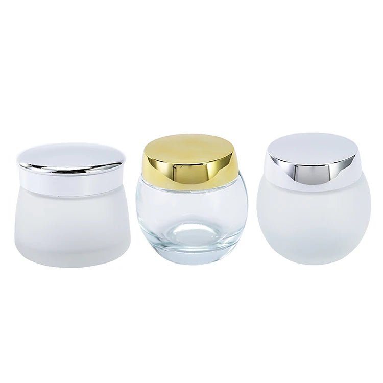 Thick 50g 120g Luxury Empty Clear Frosted Glass Cosmetic Container Face Cream Jars Containers Round Clay Jar with Lid