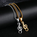 BINSHUO Women's Men's Music Note Necklace Silver/18K Gold Plated Treble Clef Music Note Pendant Jewelry Gifts for Music Lover