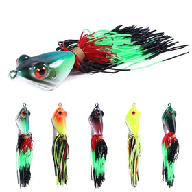 Wholesale FO033 10cm 9g Artificial Baits Top Water Floating Frog Fishing Lures with Long Skirts