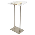 Clear Top Surface Church Pulpit Acrylic Podium Lectern with Glass Display Rack for Church or Religious Services