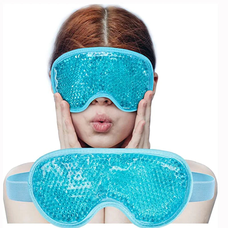 Cooling Crystal Ice Gel Eye Mask Reusable Plush Backing Hot Cold Therapy Headache Puffiness Migraine Relief Dry Eyes Stress
