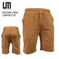 2025 Wholesale Men's Cotton-Linen Shorts Summer Breathable Drawstring Casual Pants with Pockets Solid Color