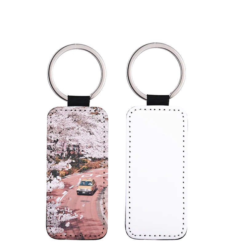 Custom Keychain Key Holder Single-Sided Printing Keychain Sublimation PU Leather Keychain