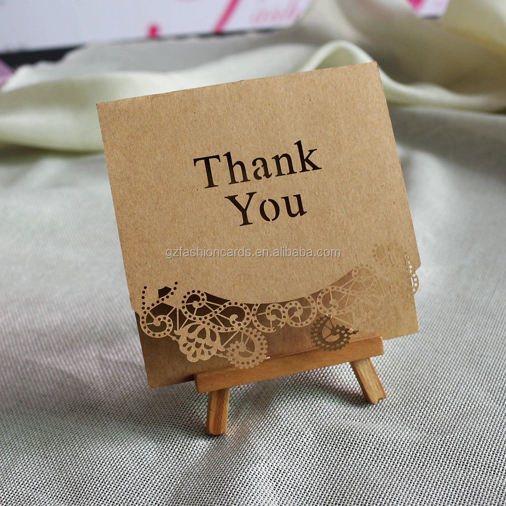 Laser Cut Folded Thank You Cards and Hollow THANK YOU Greeting Cards for Sale Customized