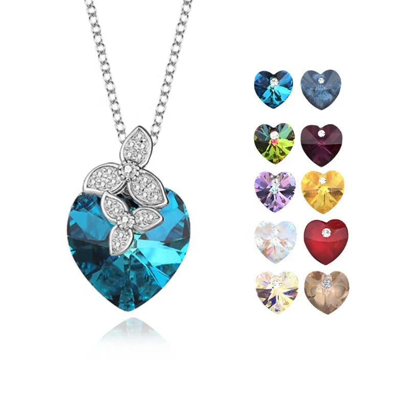 Bloom of Love Necklaces for Women Sterling Silver and Crystals From Austria Gift for Her With Delicate Jewelry