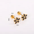 Enamel Drip Oil Flower Earrings High Quality18K PVD Gold Plated Stainless Jewelry Screw Stud Earring Pretty Female Ear Stud