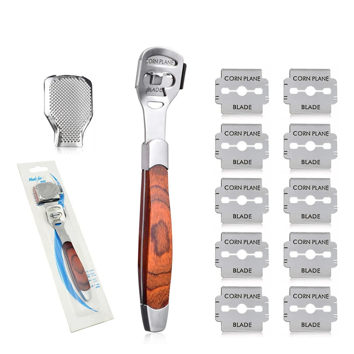 Wood Grain Foot Care Tool Stainless Steel Dead Skin Callus Remover Planer Cutter Shaver Foot Tools