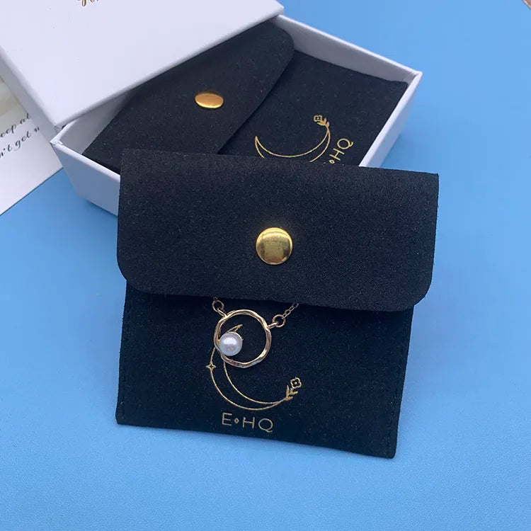 Custom Suede Microfiber Button Jewelry Packaging Pouch and Box