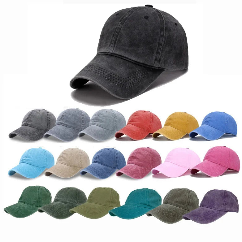 Plain Bulk Dad Embroidery Custom Logo Vintage Distressed Adjustable Jean Distressed Cotton Baseball Cap Washed Hats Bucket Caps