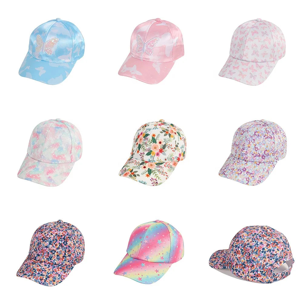 Landfond Accessory Girls Baseball Hat Tie-Dye Unicorn Hats for Girls Adjustable Kids Baseball Cap