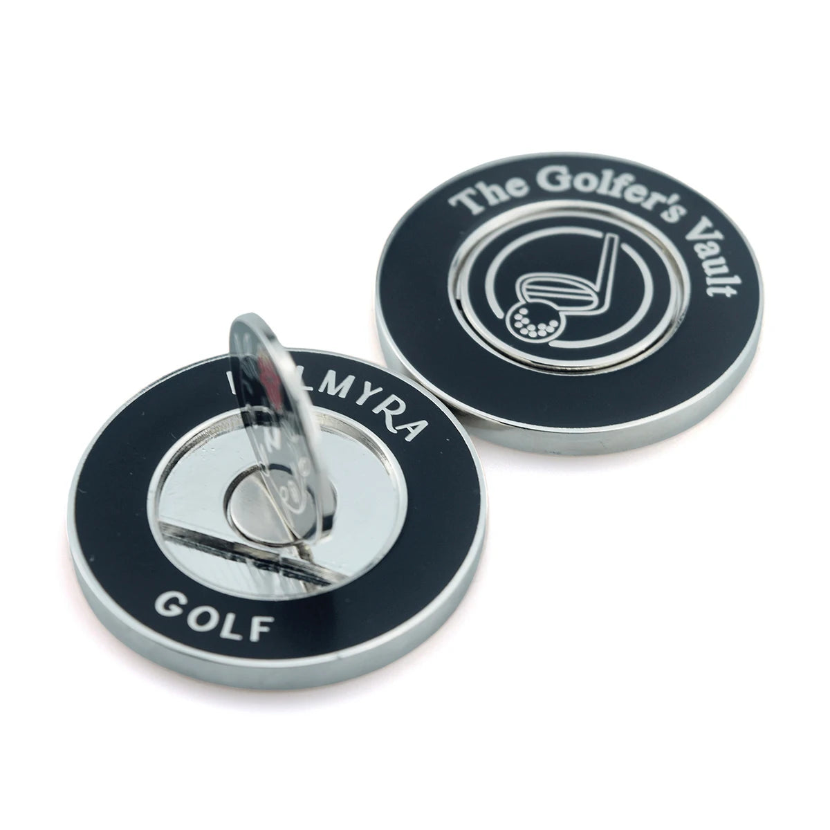 Magnetic Gold-Plated Metal Golf Ball Marker with Letterpress Printing Custom Logo Gift Box