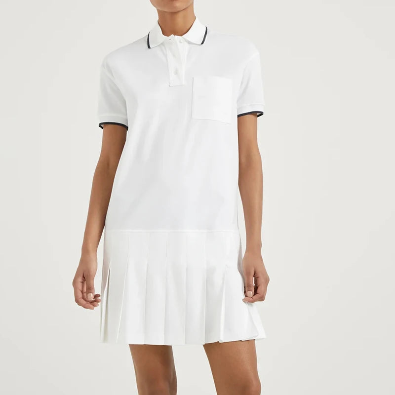 Custom One Piece Pleated Golf Polo Shirt Pickleball Skirt Golf Tennis Dress With Shorts 2-In-1 Sports Short Sleeve Mini Dress