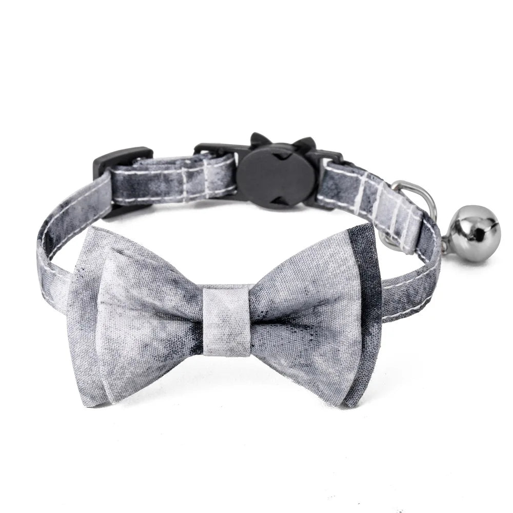 Cotton Soft Tie-dye Cat Collar Bowknot Detachable Pet Cat Collar