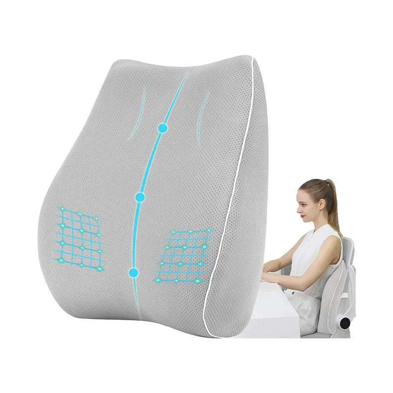3D Air Mesh Memory Foam Lumbar Support Pillow for Bed Sleeping Lower Back Pain Relief Back Cushion