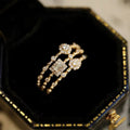 LAMOON Wholesale Custom Luxury Micro Pave CZ Diamond Ring Set 14K Gold Plated Women Fashion Jewelry Wedding Gift Factory Direct