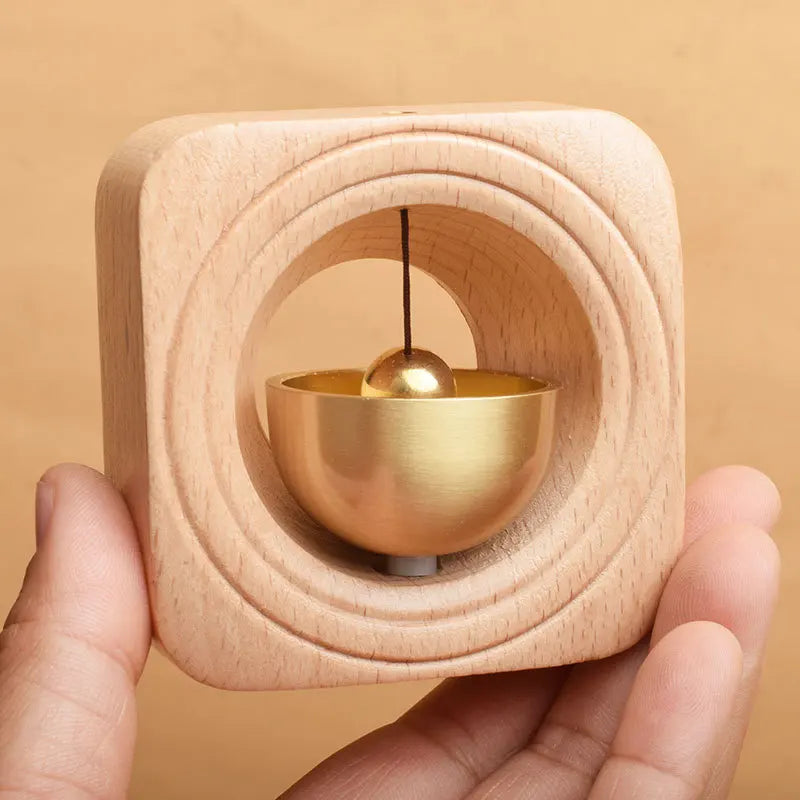 Microeco Modern Simple Design Wood and Metal Entry Pendant Doorbell with Magnetic Ornament