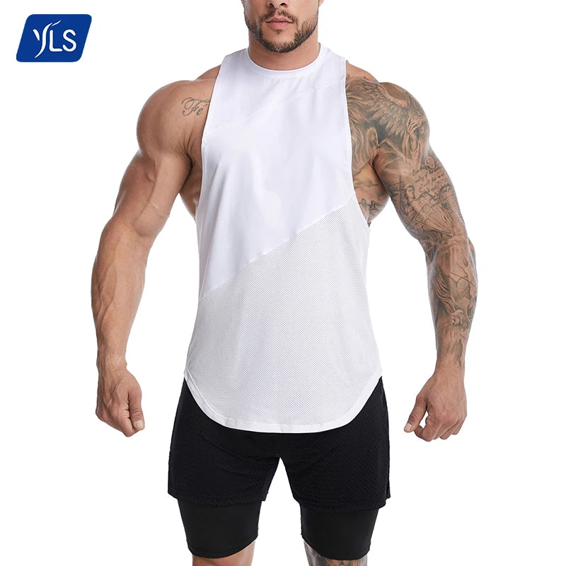 YLS Men's Activewear New Design Quick Dry Vests Drop Armhole Tank Top for Gym Fitness Sport Running Knitted Sporty Workout