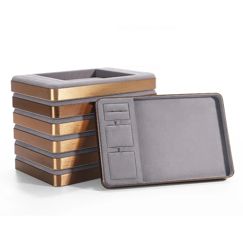 Custom Jewellery Display Trays for Ring Earrings Necklace Pendant Stackable Metal Jewelry Tray