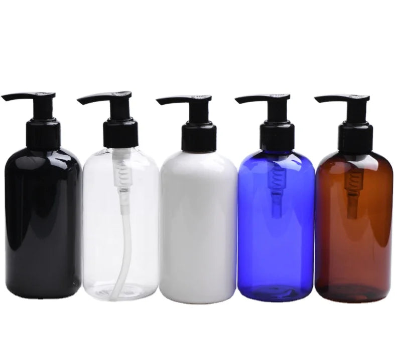 16 oz 500 ml Amber PET Plastic Refillable Pump Sprayer Hand Soap & Body Wash Bottles Hot Stamping Shape Silk Screen Printing