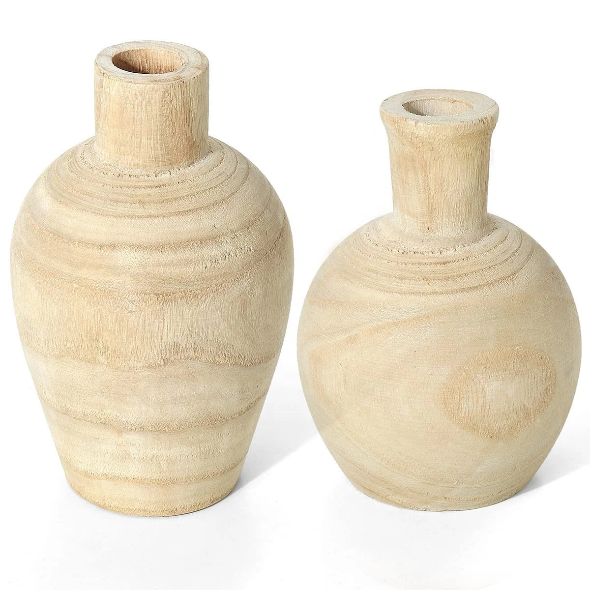 Wood Vase 2 Boho Vase Set Farmhouse Wooden Decorative Vase Set Makes Stunning for Farmhouse and Living Room Decorations