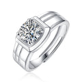 RINNTIN SMR13 Fashion Adjustable Moissanite Diamond 925 Silver Jewelry Engagement Men Rings for Wedding