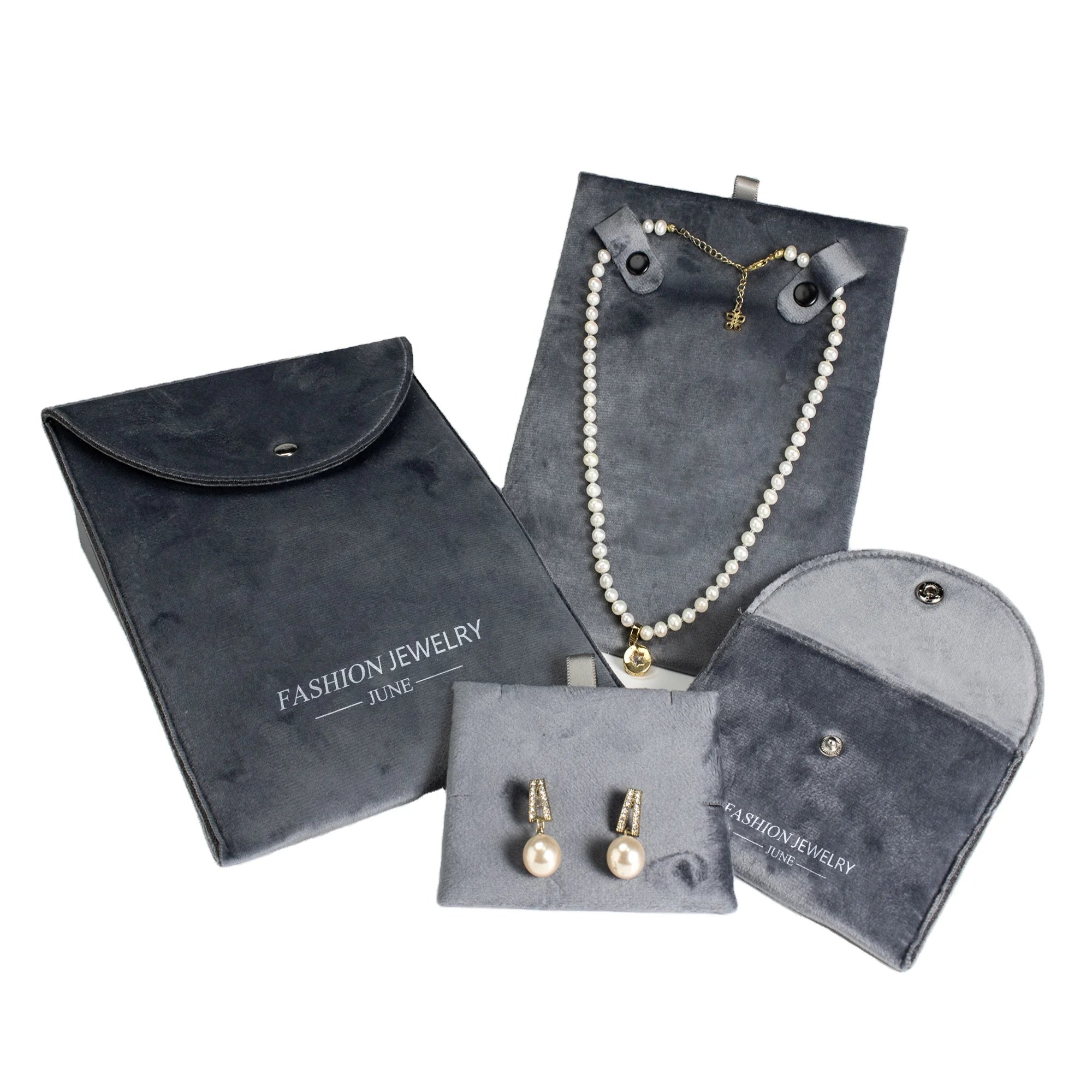 Hight Quality Custom Velvet Microfiber Jewelry Packaging Pouch with Insert Pad/ Holder Earing Pouch Bag Necklace Holder Display