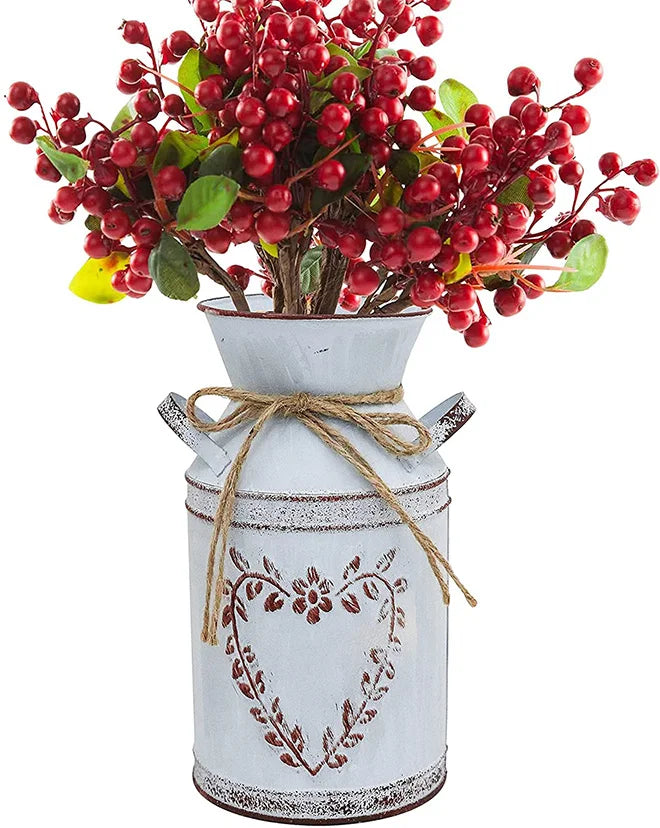 Dropshipping 7.5" High Decorative Vase With Unique Heart-Shaped and Rope Design Galvanized Rustic Decorated for Home Bedroom