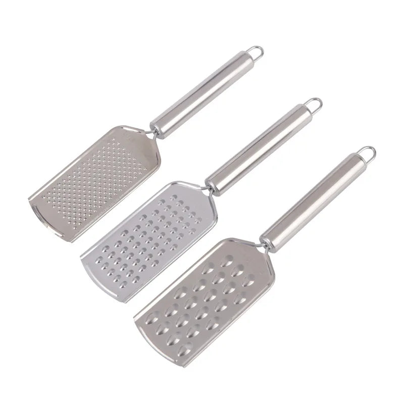 Professional Silver Stainless Steel Cheese Grater 3-in-1 Set Vegetable Slicer Lemon Zester Eco-Friendly Stocked Kitchen Tool