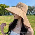 Customizable Women's Foldable Bucket Hat with Wide Brim Summer Outdoor Boonie Sunhat Foldable Big Brim Sun Hat with String