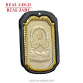 Certified 4D Gold Inlaid Hetian Jade Ink Gold Guanyin Laughing Buddha Pendant For Men And Women Couples Mirror Protection