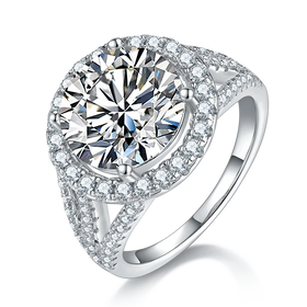 Somen Luxury Jewelry 18k Platinum Plated S925 Sterling Silver Round Cut D Grade 3CT Moissanite Rings for Women Wedding