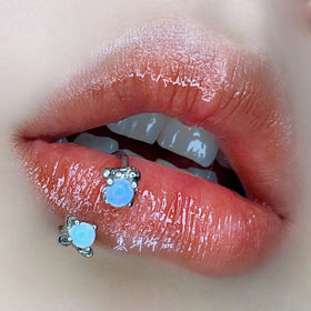 Dragon Claw Four Claws Opal Titanium Steel Lip Ring Cute Niche Ins Piercing Jewelry Europe and America Wholesale