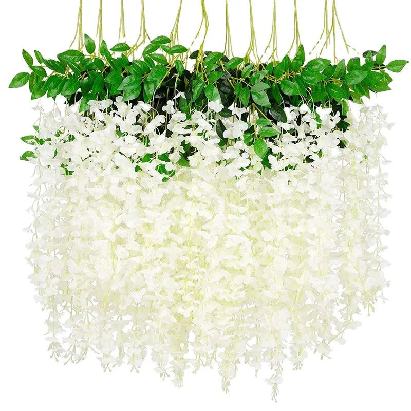 Wisteria Hanging Flowers Silk Wisteria Flowers Artificial Home Wedding Best Seller White Wisteria Artificial Flowers