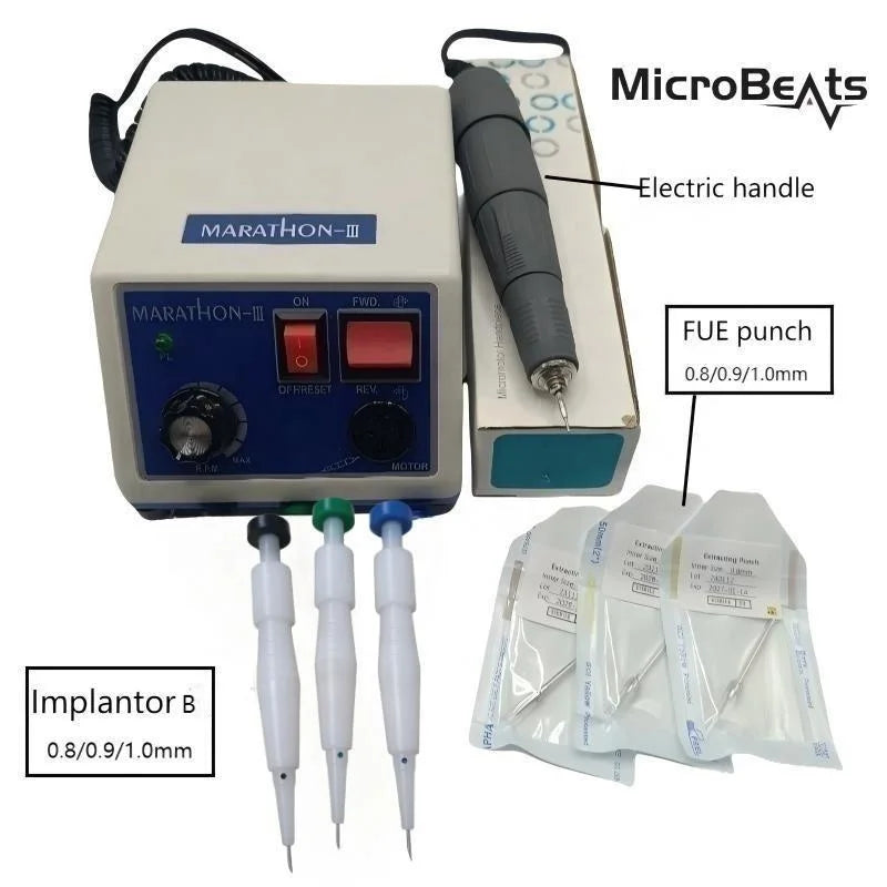 FUE Hair Implanting Basic Kit with Electric Hair Extraction Machine Implantor and FUE Punch