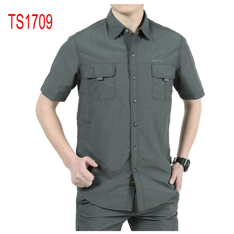 Men's Quick-Dry Sport Fans Tactical Outdoor Shirt Sport Uniform Shirt for Hiking Climbing Hunting Safari Shirt