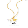 Personalized 18K Gold Plated Stainless Steel Butterfly Necklace for Women New Design Link Pattern Chain Gold Paved Metal Set