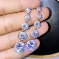 CAOSHI 925 Silver Color Shining Zircon Long Drop Round Cut Earrings 3A Cubic Zirconia Women's Fashion Bridal Earrings