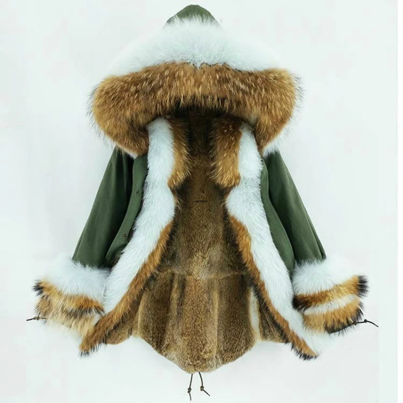 OFTBUY 2023 Waterproof Winter Jacket for Women Long Parka Natural Raccoon Fox Fur Collar Hood Rabbit Linner Cuffs Real Fur