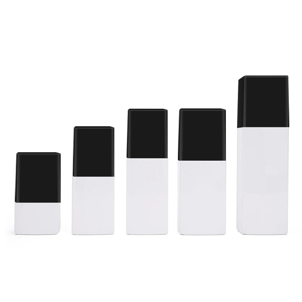 Square-shaped White 100ml PETG Plastic Bottle with Gold 50ml 30ml Amber for Skin Care Serum Lotion Shampoo Black Pump Sprayer