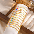 Custom Name Engrave 18K Gold Plated Stainless Steel Birthstone Zircon Blank Bar Bracelets