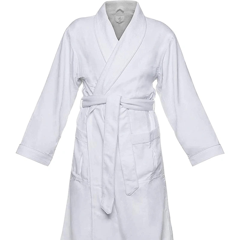 Wholesale Custom Luxury Thermal Breathable Four Season Hotel Peach Skin Double Layer White Bath Robe Unisex Men Women Spa
