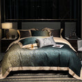 Wholesale Green Leopard Print Egyptian Cotton Duvet Cover Comforter 4-piece Bedding Sets
