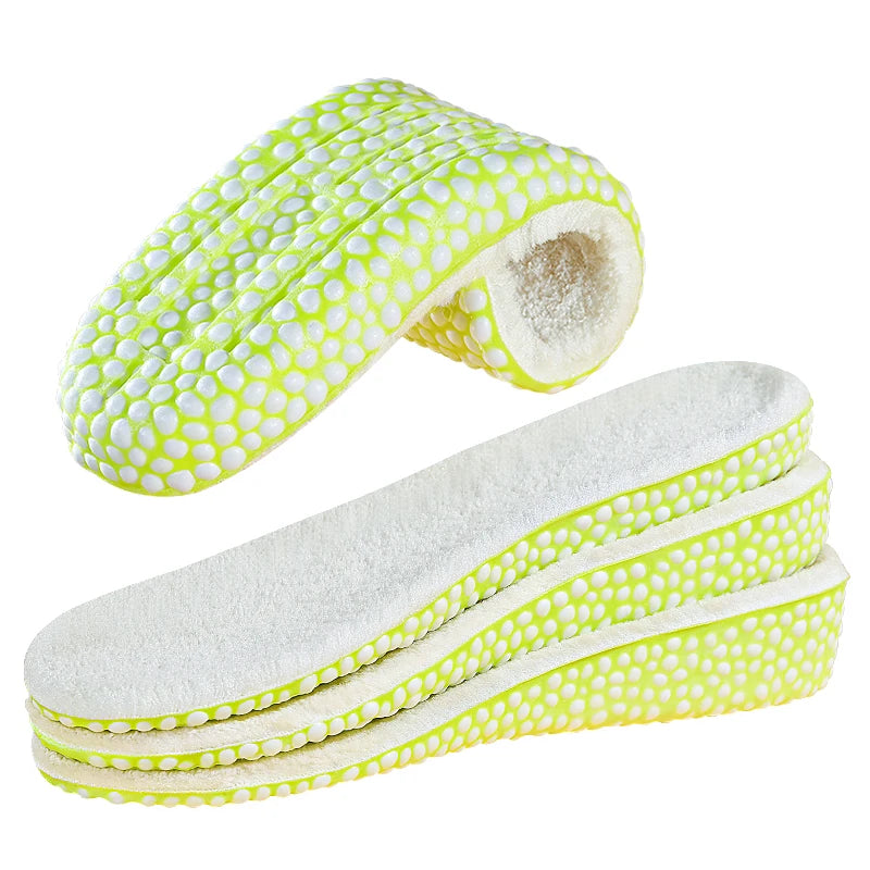 Winter Warm Height Increasing Insole Fluffy Cold Proof Plush Inside Thermal Shoe Inserts Warm Keeping Popcorn Elastic Shoe Pads