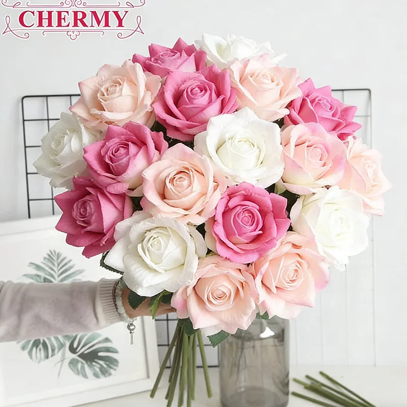 CM-R022 High Quality Real Touch Rose Flower Artificial Rose for Flower Shop