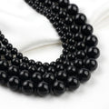 Wholesale Natural Black Tourmaline Gemstone Round Loose Beads for Jewelry Making Bracelet Necklace Black Stone Bead